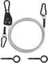 TooTaci 15ft Outdoor Clothesline Kit, 3/16" PVC Coated Wire Rope Heavy Duty Portable Clothes Line Kit with Self-Locking Pulley, Screw Hook & Snap Hook for Camping, Backyard, Balcony, Travel