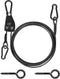 TooTaci 15ft Outdoor Clothesline Kit, 3/16" Black PVC Coated Wire Rope Heavy Duty Portable Clothes Line Kit with Self-Locking Pulley, Screw Hook & Snap Hook for Camping, Backyard, Balcony, Travel