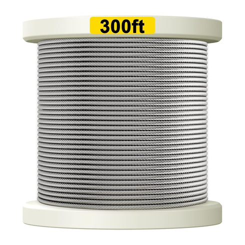 TooTaci 3/16 Wire Rope Cable, 100ft T316 Stainless Steel Cable 3/16 inch, 7×19 Strands Marine Grade Aircraft Cable Braided Steel Cable for 3/16 Cable Railing Kit, Wire Railing for Deck, Porch, Boat