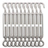 TooTaci 10PCS M10 Turnbuckle 304 Stainless Steel Turnbuckle Hook and Hook, Heavy Duty M6 M8 M10 Tensioner Adjustable Shade Sail Hardware for Cables Wire 3/16" 1/4" 5/16" /3/8", Trampoline, Tent, Tarps