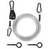 TooTaci 15ft Outdoor Clothesline Kit, 3/16" PVC Coated Wire Rope Heavy Duty Portable Clothes Line Kit with Self-Locking Pulley, Screw Hook & Snap Hook for Camping, Backyard, Balcony, Travel