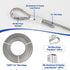 TooTaci 1/4 Stainless Steel Cable, 100ft 1/4 Wire Rope with Thimbles and Aluminum Crimping Sleeves, 7x19 Strands, 6400lbs Breaking Strength Heavy Duty Aircraft Cable for Yard Zipline, Boat Lift