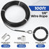 TooTaci 1/8 Black Vinyl Coated Stainless Steel Cable, 100ft Wire Rope with 50pcs Crimping Sleeves and 20pcs Thimbles, 7x7 Strand Core Metal Cable for String Light, Shade Sail, Clothesline, Curtain