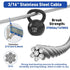 TooTaci 3/16" Stainless Steel Cable, 100ft Wire Rope with Aluminum Crimping Sleeve&Thimbles, 7x19 Strands, 3700lbs Breaking Strength Heavy Duty Aircraft Cable for Zipline, Deck Railing, Shade Sail