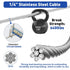 TooTaci 1/4 Stainless Steel Cable, 100ft 1/4 Wire Rope with Thimbles and Aluminum Crimping Sleeves, 7x19 Strands, 6400lbs Breaking Strength Heavy Duty Aircraft Cable for Yard Zipline, Boat Lift