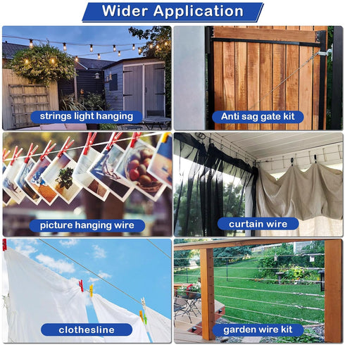 TooTaci 1/16 Wire Rope Kit, 50ft Vinyl Coated Stainless Steel Cable, 7x7 Strand Tension Cable for String Light Hanging Kit, M5 Turnbuckles for Cables Wire Trellis for Climbing Plants