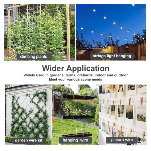 TooTaci 1/16 Wire Rope Kit, 165ft Black Vinyl Coated Stainless Steel Cable with Turnbuckles for Cables Wire, String Light Hanging Kit for Trellis & Climbing Plant Support, Curtain