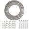 TooTaci 3/16" Stainless Steel Cable, 100ft Wire Rope with Aluminum Crimping Sleeve&Thimbles, 7x19 Strands, 3700lbs Breaking Strength Heavy Duty Aircraft Cable for Zipline, Deck Railing, Shade Sail