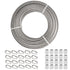 TooTaci 3/16" Stainless Steel Cable, 100ft Wire Rope with Aluminum Crimping Sleeve&Thimbles, 7x19 Strands, 3700lbs Breaking Strength Heavy Duty Aircraft Cable for Zipline, Deck Railing, Shade Sail