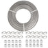 TooTaci 1/4 Stainless Steel Cable, 100ft 1/4 Wire Rope with Thimbles and Aluminum Crimping Sleeves, 7x19 Strands, 6400lbs Breaking Strength Heavy Duty Aircraft Cable for Yard Zipline, Boat Lift