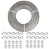 TooTaci 1/4 Stainless Steel Cable, 100ft 1/4 Wire Rope with Thimbles and Aluminum Crimping Sleeves, 7x19 Strands, 6400lbs Breaking Strength Heavy Duty Aircraft Cable for Yard Zipline, Boat Lift