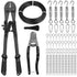 TooTaci 1/16" Wire Rope Kit, 200FT 1/16 Black Vinyl Coated Stainless Steel Cable with Wire Rope Crimping Tool Kit & Turnbuckle, Tension Cable for String Light Hanging, Garden Trellis, Curtain