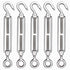 TooTaci 5PCS M6 Turnbuckle 304 Stainless Steel Turnbuckle Hook and Eye, Heavy Duty M6 M8 M10 Tensioner Adjustable Shade Sail Hardware for Cables Wire 3/16" 1/4" 5/16" /3/8", Railing, Clothesline