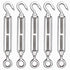 TooTaci 5PCS M6 Turnbuckle 304 Stainless Steel Turnbuckle Hook and Eye, Heavy Duty M6 M8 M10 Tensioner Adjustable Shade Sail Hardware for Cables Wire 3/16" 1/4" 5/16" /3/8", Railing, Clothesline