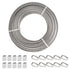 TooTaci 3/16" Stainless Steel Cable, 100ft Wire Rope with Aluminum Crimping Sleeve&Thimbles, 7x19 Strands, 3700lbs Breaking Strength Heavy Duty Aircraft Cable for Zipline, Deck Railing, Shade Sail