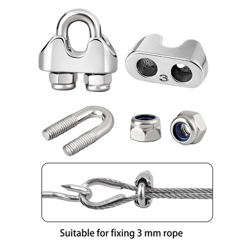 100ft 1/8" M5 Turnbuckle Wire Tensioner Kit Heavy Duty Stainless Steel Cable Wire Rope Kit