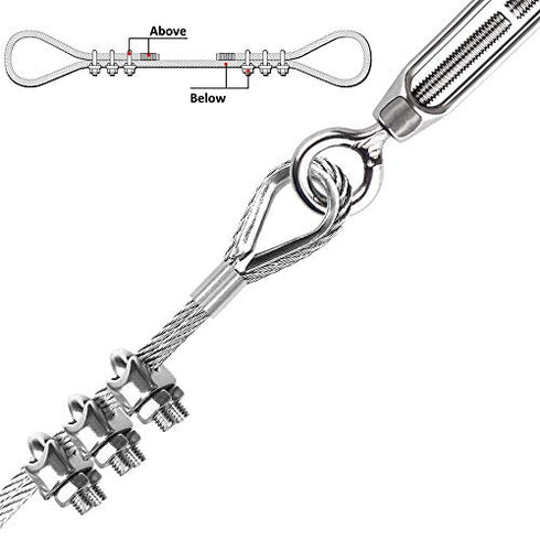 12 Pack M10 Wire Rope Clip Cable Clamp 304 Stainless Steel U Bolt Saddle Fastener for 9.5mm 10mm (3/8 ) Wire Rope Cable Contain Aluminum Crimping Loop