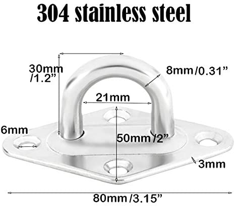 2 Pack Stainless Steel Hammock Hanging Wall Hooks kit with Screw Bolts