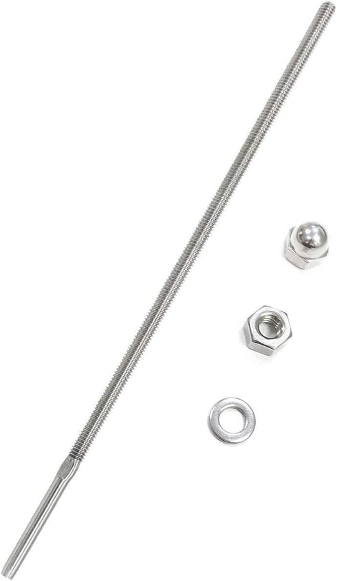 6 Pack Long Swage Lag Screws of 1/8" Cable Railing Hardware Kit for Wood Posts,T316 Stainless Steel 6" Swage Threaded Stud Tension End Fitting Terminal for Decking Posts,Outdoor Cable Railing