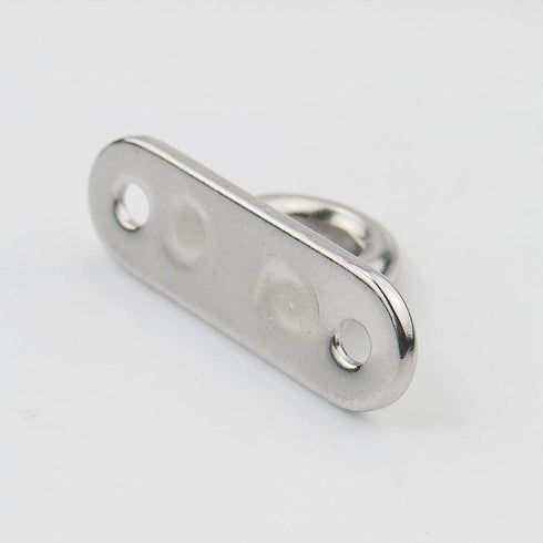 12 Pcs 304 Stainless Steel Eye Plate and Carabiner Clips Heavy Duty, Oblong Pad Eye Plate Metal Staple Ring Hook Hardware 2 Holes With Screw