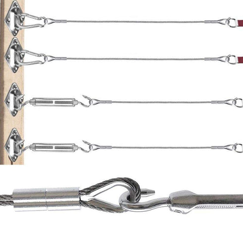 50FT 1/8" PVC Coated Stainless Steel Wire Rope Cable Hardware Kits