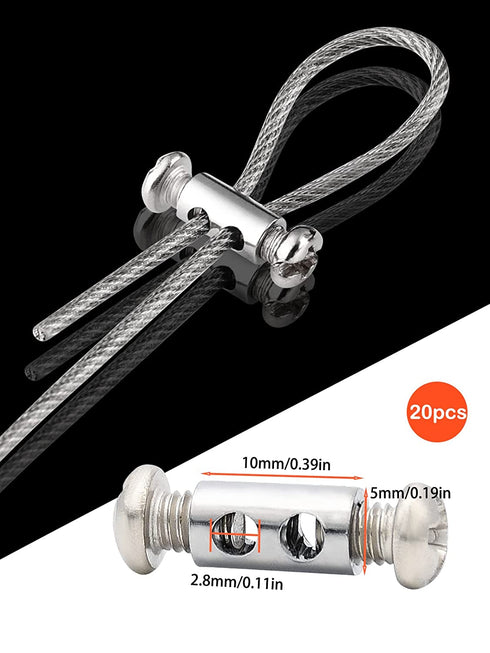 20pcs Wire Rope Clips Cable Clamp 2mm,Stainless Steel Wire Rope Thimble 20pcs, Aluminum Crimping Loop Sleeves 50 pcs,2mm Cable Ferrule Kit Use for ?2mm 1/16" Diameter Cable Wire Rope Secure