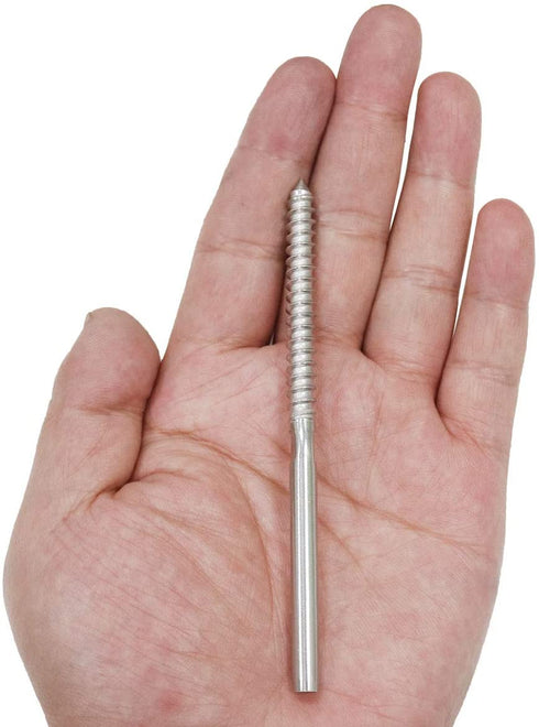 12 Pack Handed Thread Swage Lag Screws Left & Right for Wood Post of 1/8"Cable Railing Kit, Decking Railing Hardware T316 Marine Grade Stainless Steel