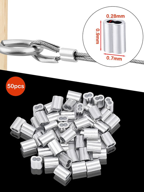 20pcs Wire Rope Clips Cable Clamp 2mm,Stainless Steel Wire Rope Thimble 20pcs, Aluminum Crimping Loop Sleeves 50 pcs,2mm Cable Ferrule Kit Use for ?2mm 1/16" Diameter Cable Wire Rope Secure