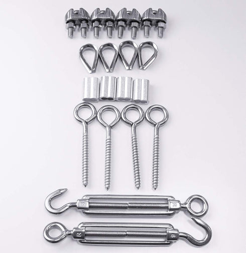 100ft Stainless Steel Wire Rope Aircraft Cable PVC Coated by-1/8-Inch Thru 3/16-Inch & Cable Railing Kit 2PACK