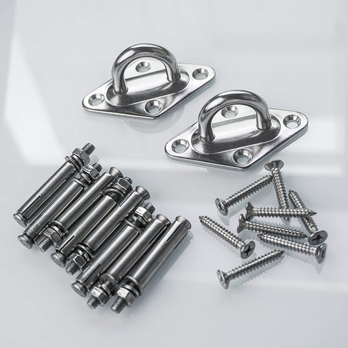 2 Pack Stainless Steel Hammock Hanging Wall Hooks kit with Screw Bolts