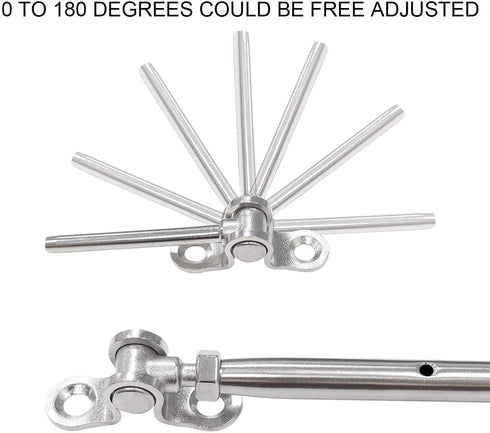 12 Pack Cable Railing Hardware Kits Fit 1/8" Stainless Steel Wire Rope Cable -Toggle Turnbuckle & End 0-180 Angle Adjustable For Garden Deck/Stair Railing, Fence