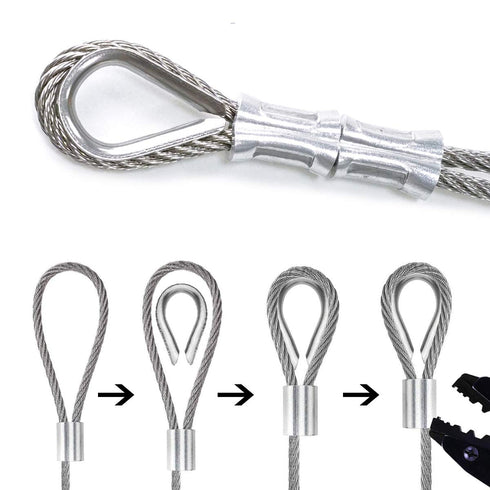 50FT/1/8" PVC Coated Stainless Steel Metal Wire Cable Ropes for Sun Shade Sails Hardware Kit 5 inch for Triangle Sun Shade Sails Installation