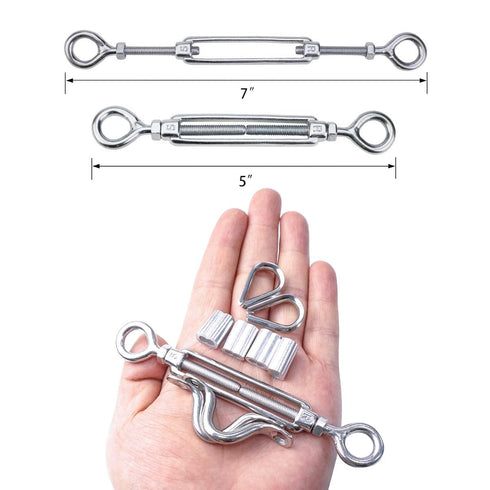 200ft 1/8" Heavy Duty T316 Stainless Steel Turnbuckle Wire Rope Kit