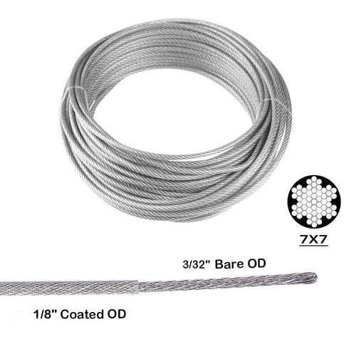 50FT/1/8" PVC Coated Stainless Steel Metal Wire Cable Ropes for Sun Shade Sails Hardware Kit 5 inch for Triangle Sun Shade Sails Installation