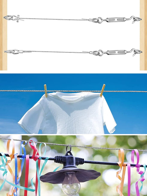 33ft/10M 1/8" Stainless Steel Coated Cable Wire Rope Kit, 4pcs Crimping Sleeves 1/8, 4pcs Wire Rope Thimble 1/8, 4pcs Wire Rope Clamp 1/8,for Garden Wire, Hanging Wire Cable, Cable Railing