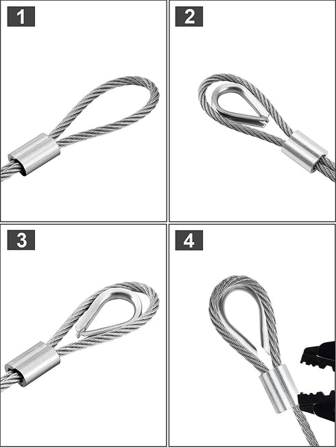 1/8" 164ft/50M Stainless Steel Wire Rope Kit with Thimble, Crimping Sleeves for Garden Wire, Fence Cable, Cable Decking Railing, Light Hanging Cable