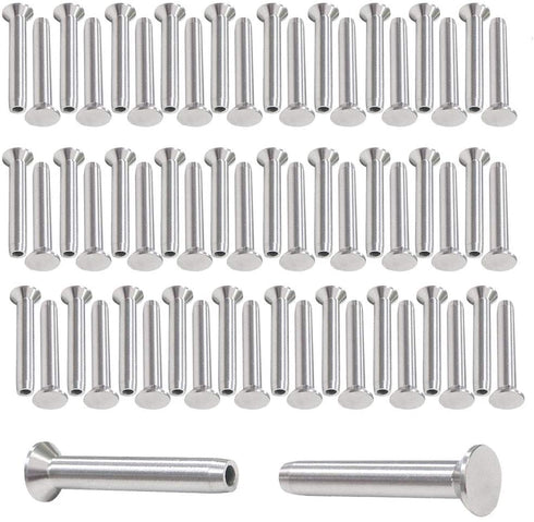 Stemball Swages Threaded Stud Paired Fixed Ends, Cable Tensioner Ends for 1/8 Cable Railing T316 Marine Grade Stainless Steel - 62 Pack