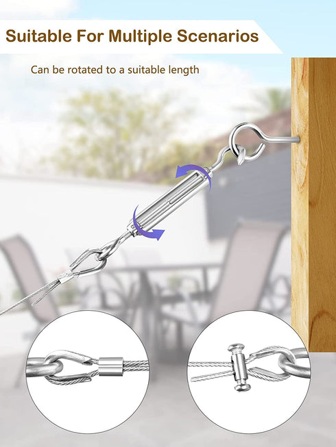 1/16" 100ft Stainless Steel Wire Rope Kit with Turnbuckle Tensioner W16