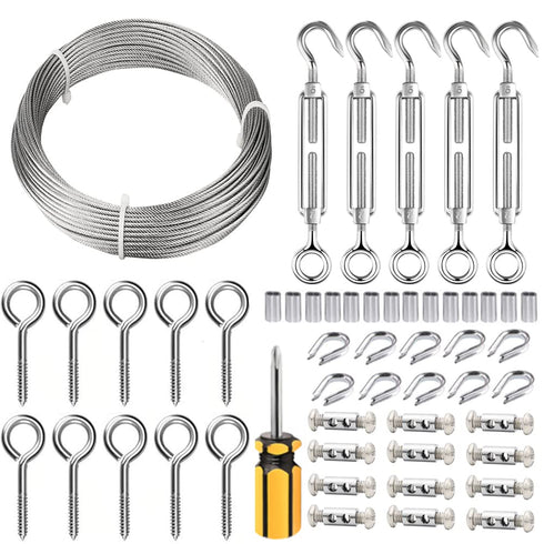1/16" 100ft Stainless Steel Wire Rope Kit with Turnbuckle Tensioner W16