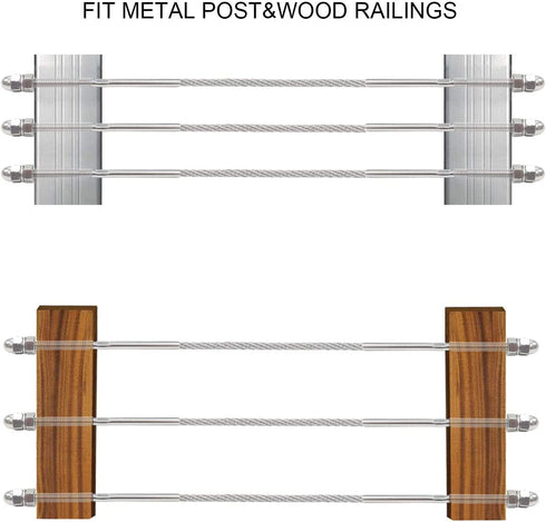 62 Pack Swage Lag Screws of 1/8" Cable Railing Hardware Kit for Wood Posts,T316 Stainless Steel Decking Railing Hardware Kit, Swage Lag Screws Tensioner for Decking Posts,Stairs Railing