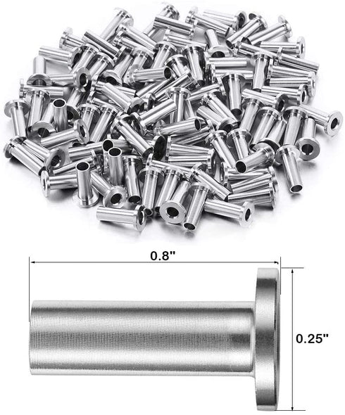 102 Pack T316 Marine Grade Cable Railing System Kit, Stainless Steel Protector Sleeves for 1/8",5/32",3/16" Wire Rope Cable Railing, DIY Balustrade with Free Drill Bit