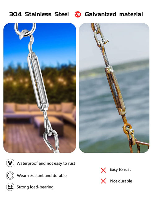 1/16" 100ft Stainless Steel Wire Rope Kit with Turnbuckle Tensioner W16