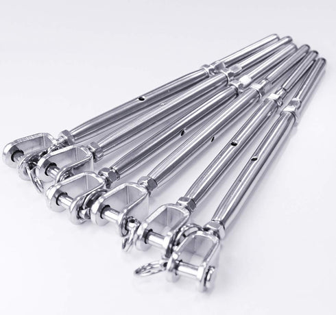 6 Set Cable Railing Kits -Jaw Swage Stud Turnbuckle, Fork Terminal Lag Screw Eye, Fit 1/8" Stainless Steel Wire Rope Cable Deck Railing T316 Stainless Steel