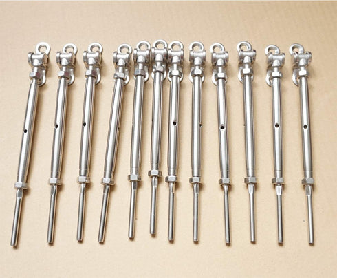 12 Pack Cable Railing Hardware Kits Fit 1/8" Stainless Steel Wire Rope Cable -Toggle Turnbuckle & End 0-180 Angle Adjustable For Garden Deck/Stair Railing, Fence