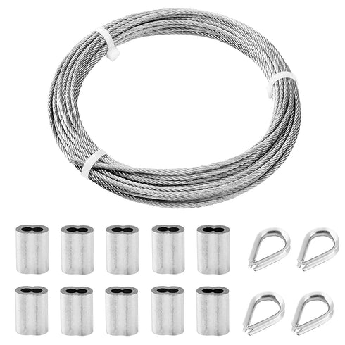 1/8" 33ft Stainless Steel Wire Rope Kit 7x7 Strand Aircraft Cable Wire Rope W66