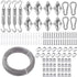 Stainless Steel Sun Shade Sails Hardware Kit with 100FT 1/8" PVC Coated Stainless Steel Wire Cable