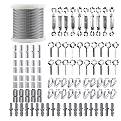 200FT 304 Stainless Steel PVC Coated Garden Wire Cable Railing Wire Fence Roll Kits