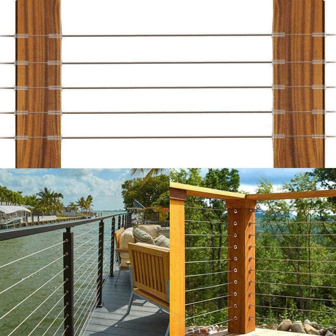 102 Pack T316 Marine Grade Cable Railing System Kit, Stainless Steel Protector Sleeves for 1/8",5/32",3/16" Wire Rope Cable Railing, DIY Balustrade with Free Drill Bit