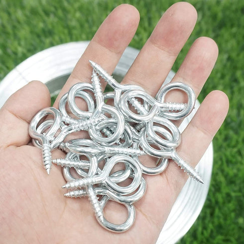 100m/ 2mm Garden Wire Coil Galvanised Wire Fencing with Screw Eyes,Fence Nail