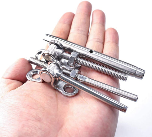 6 Pack T316 Stainless Steel Cable Railing Kits Fit 1/8" Wire Rope-Toggle Turnbuckle & End 180 Angle Adjustable Cable, Deck,Stair Railing